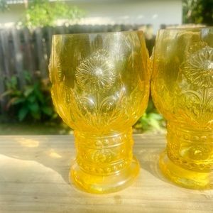Set of three Anthropologie Honey Yellow Helianthus Water Goblets